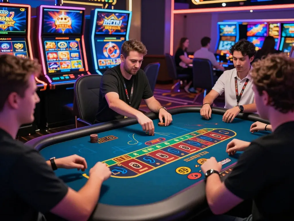 Engaged players enjoying b52club tài xỉu in a vibrant online casino environment with interactive dealers.