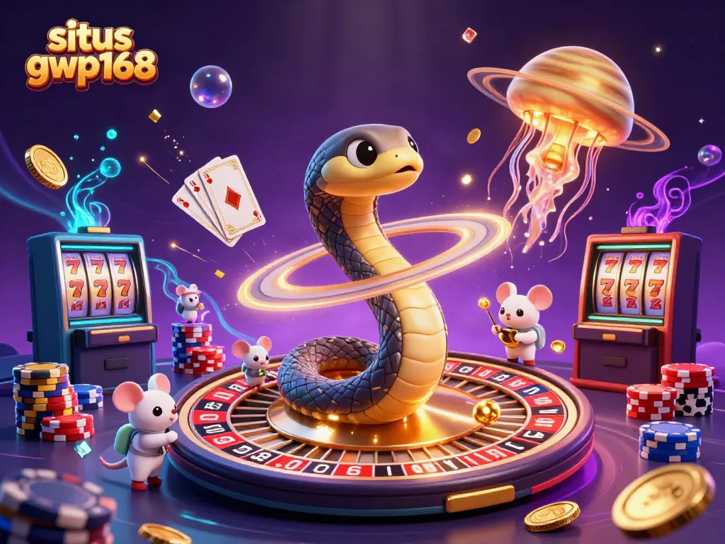 Permainan roulette dan peluang taruhan di situs gwp168 dengan simbol keberuntungan dan koin berkilau.