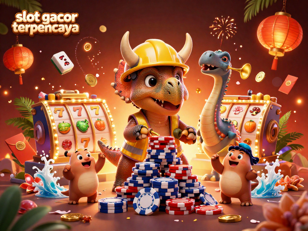 Experience thrilling gameplay with slot gacor terpercaya in this vibrant illustration featuring dynamic characters and symbols.