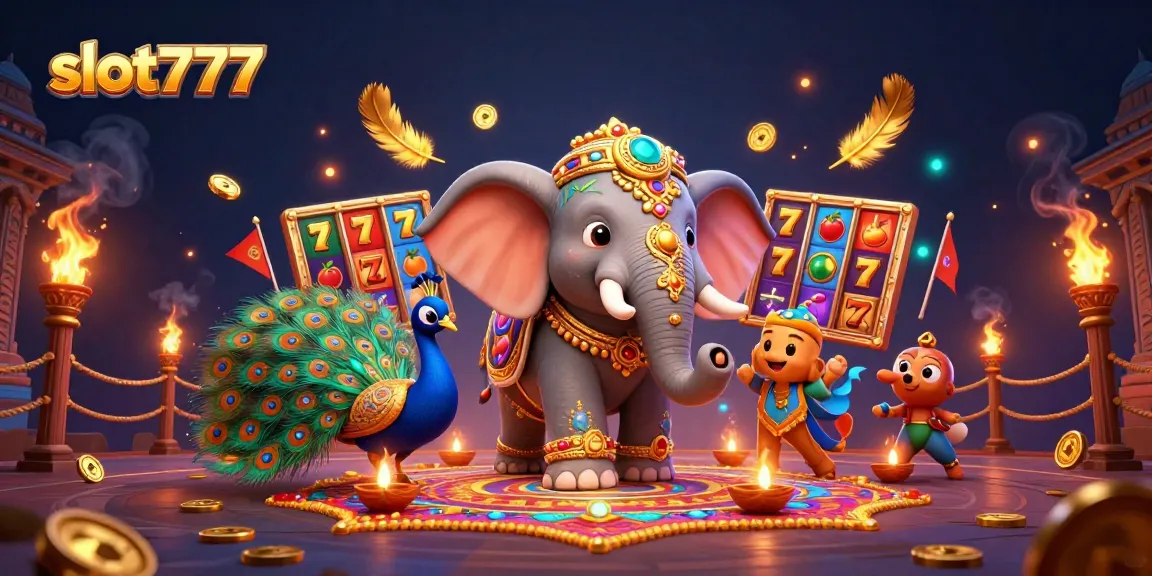 Spin the reels of slot777 amidst vibrant casino elements and mystical decorations.