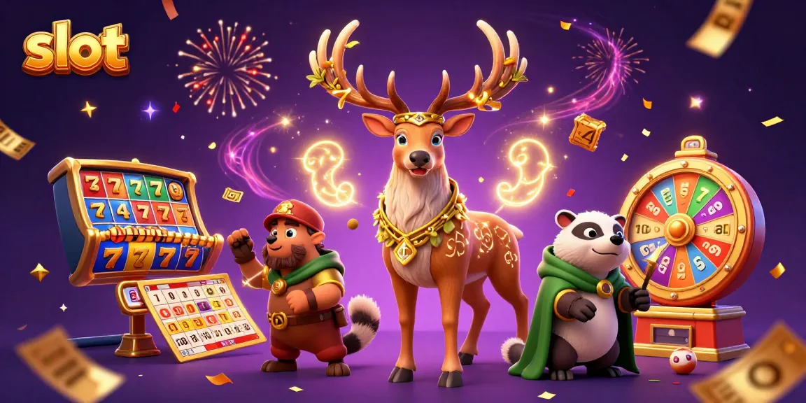 Slot memukau dengan karakter druid dan badger dalam ilustrasi kasino penuh keceriaan.