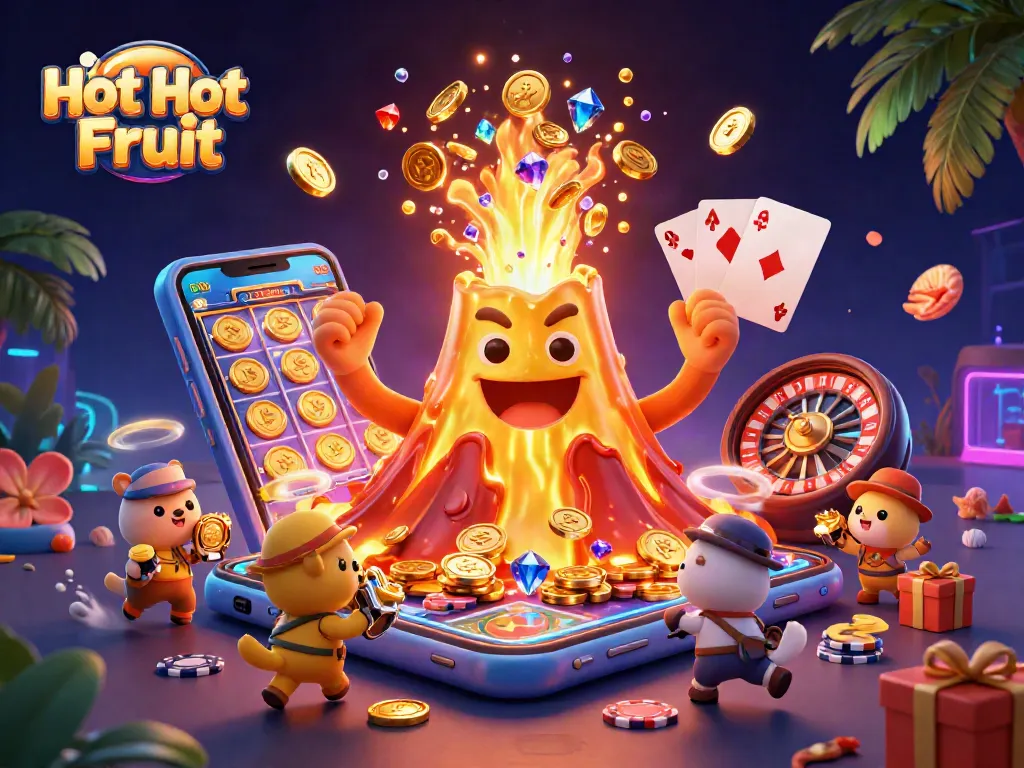 สล็อต Hot Hot Fruit เสนอภาพการระเบิดของภูเขาไฟทองคำและสมบัติ