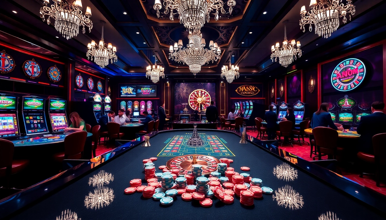 Engage in thrilling games at the trang chủ mm88 casino, showcasing vibrant tables and excited players.