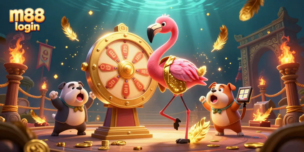Experience thrilling m88 login action with exciting games, winning prizes, and vibrant elements illustrated in 3D