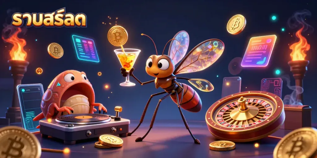 Engage in รวมสล็อต as a 3D frozen mosquito mascot, trilobite DJ, and golden roulette wheel enhance your gaming experience.