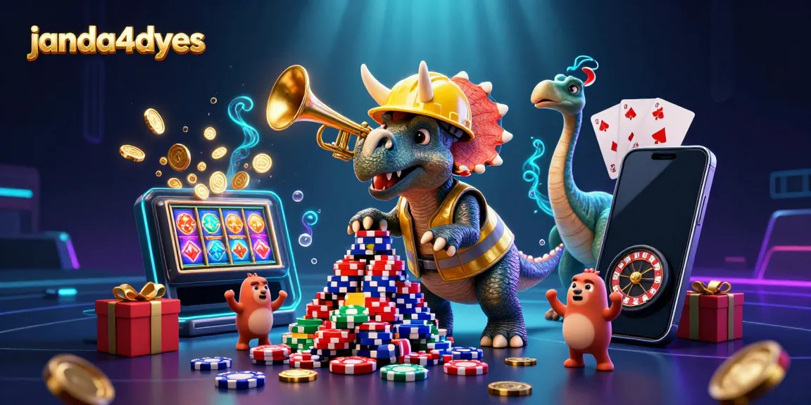 JANDA4DYES merayakan kemenangan dengan triceratops membangun piramida chip poker penuh keceriaan