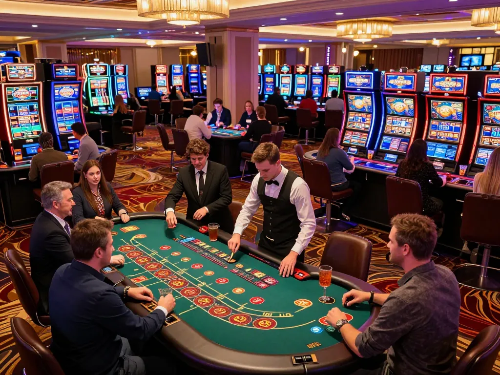 Players enjoying gambling excitement at https://rr88.navy/ with dynamic blackjack and roulette tables.