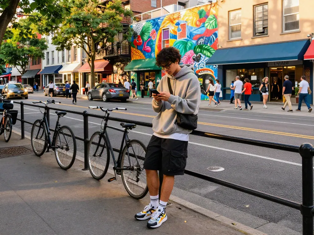 Youth engaging with akunjp lifestyle in a vibrant urban setting, showcasing fashionable streetwear.