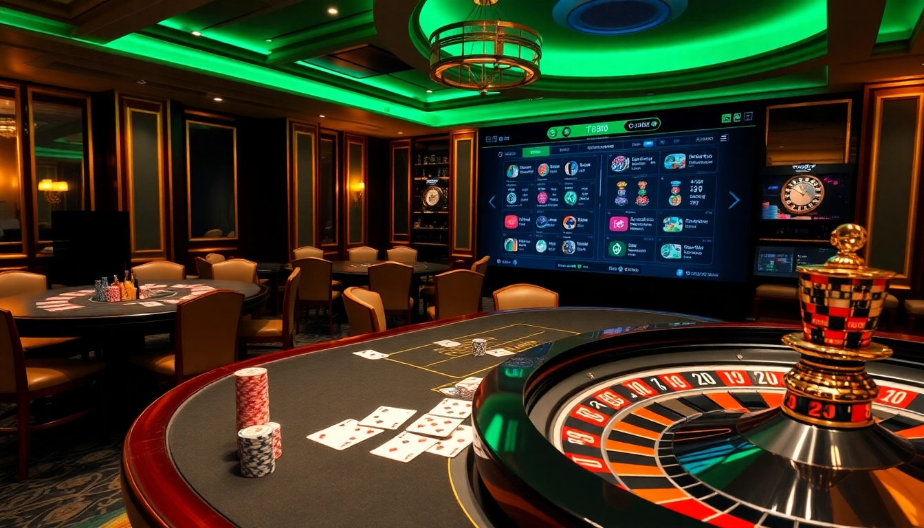 Engaging poker game scene with tg88 elements, featuring colorful chips and cards.