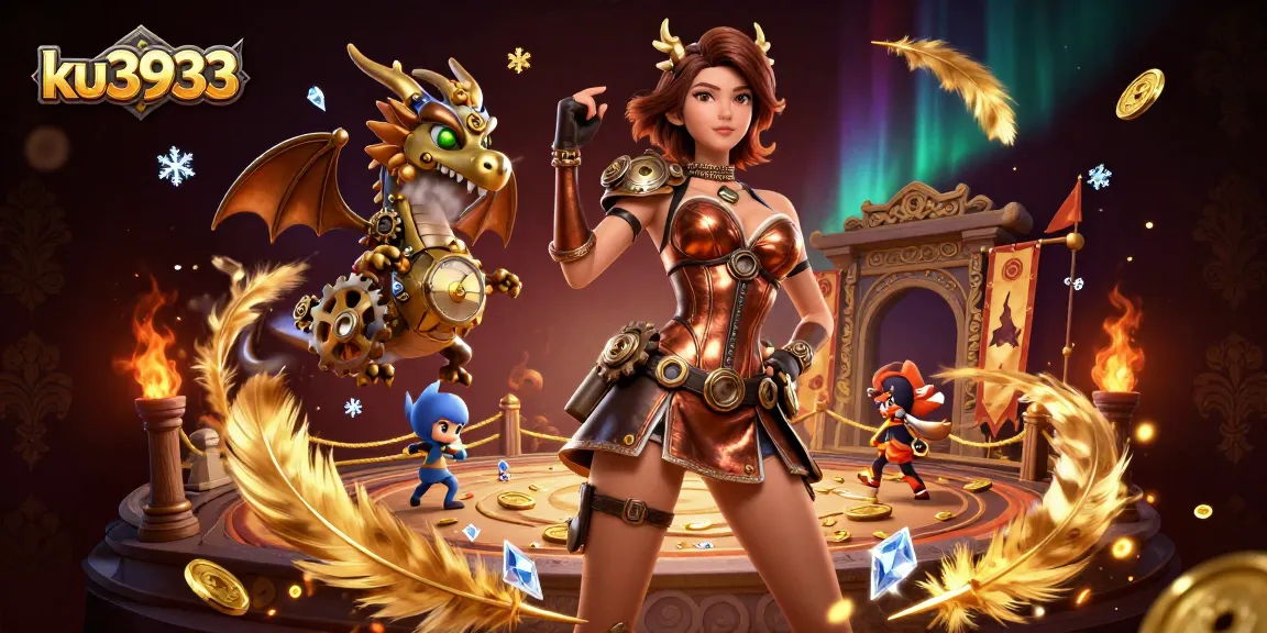 Bet on victory with ku3933 in an electrifying casino scene of lively dragons and golden tokens.